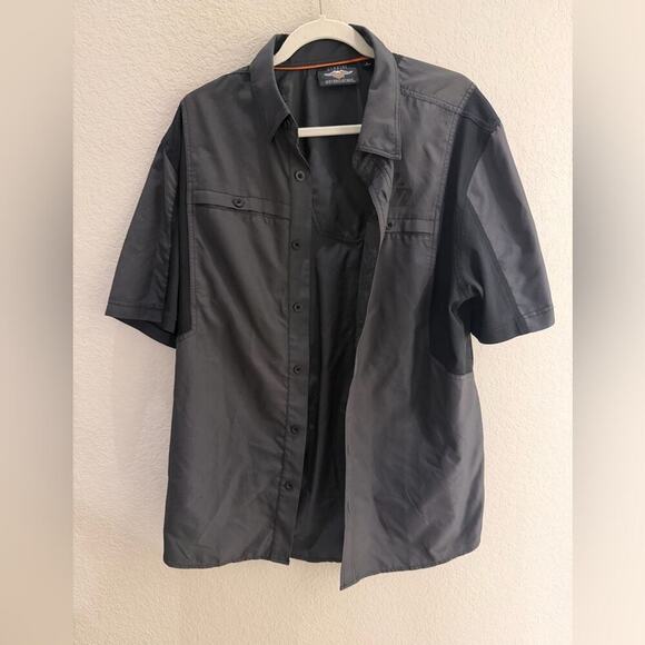 Harley-Davidson Other - Harley Davidson Button Down Shirt Gray and Black Short Sleeve Moto Streetwear  L